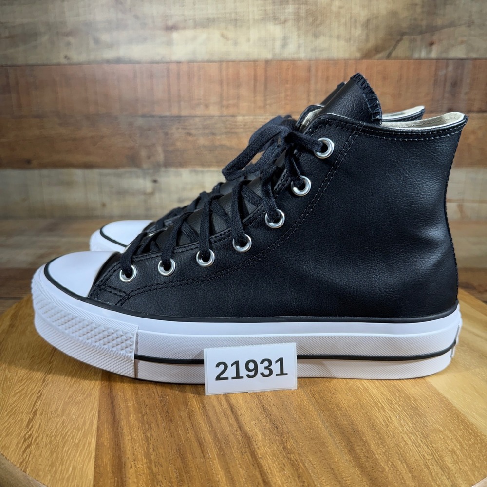 Converse Sneakers Womens 8.5 Black Leather Chuck Taylor All Star Platform High